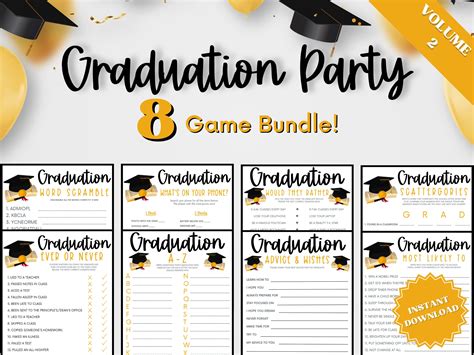 Printable Graduation Party Games 8 Game Bundle Vol 2, Would You Rather ...