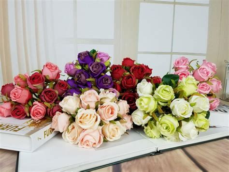 Buy Artfen Artificial Rose Flowers Simulation Rose Wedding Bouquets ...