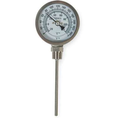 916903-5 Dial Thermometer; 3 in. Dial, 0 deg. F to 250 deg. F, 2-1/2 in ...