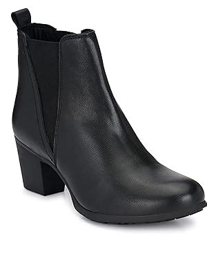 Buy Delize Black Mid heal Ankle Boots for Women's (36, Black) at Amazon.in