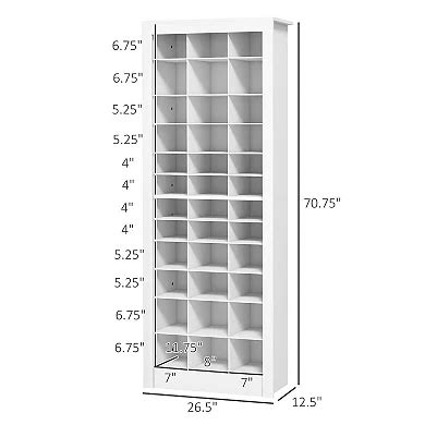 HOMCOM Shoe Cabinet with 3 Height Types for 36 Pairs of Shoes,