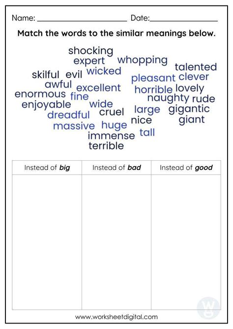 Descriptive Words Worksheet 的图像结果