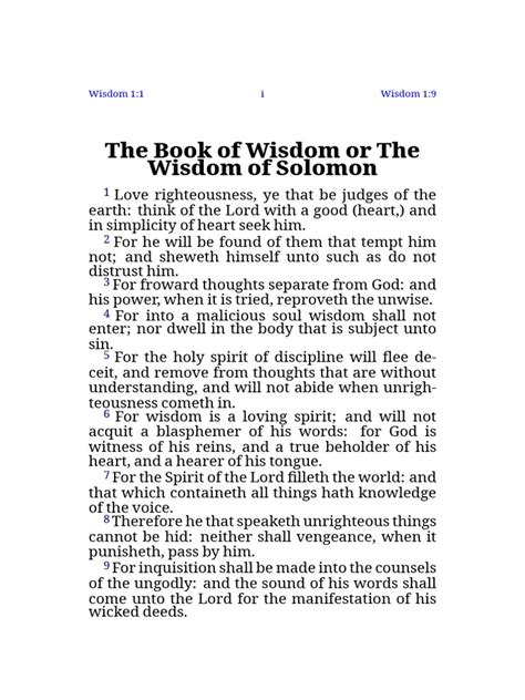 Wisdom of Solomon | PDF | Wisdom | Soul