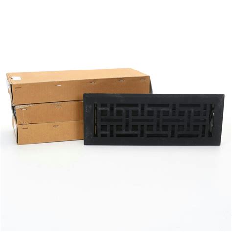 Three Matte Black Cast Iron Floor Registers | EBTH