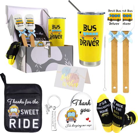 Amazon.com | Geetery 3 Pack School Bus Driver Appreciation Gifts Set - Includes 12 oz Best Bus ...