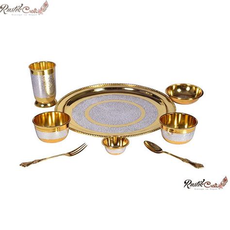 Royal Gold Silver Brass Thali/ Dinner Set – rustikcraft