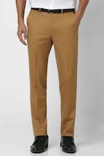 Buy Men Brown Textured Slim Fit Trousers Online - 39734126 | Van Heusen