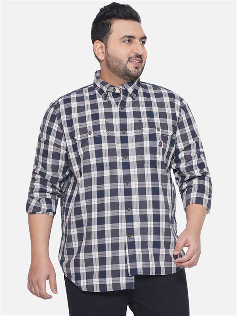 Carhartt - Plus Size Men's Regular Fit Navy Blue & White Color Checked ...