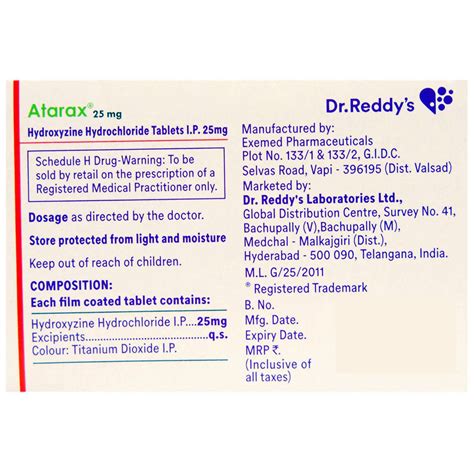 Atarax 25 mg Tablet | Uses, Side Effects, Price | Apollo Pharmacy