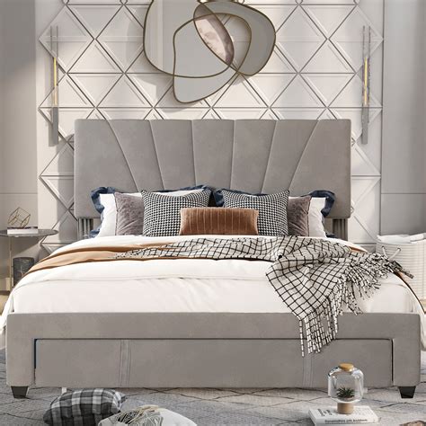 Queen Bed Frame, New Upgraded Velvet Upholstered India | Ubuy