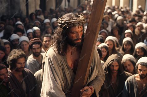 Premium Photo | Jesus Christ walking through the streets among a crowd ...