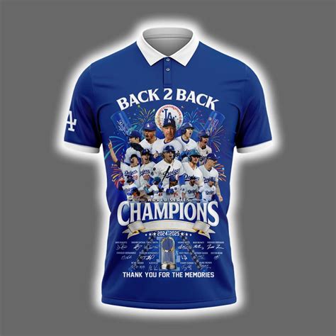 Dodgers Back 2 Back World Series Champions 2024-2025 Polo Shirt