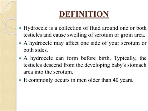 A lecture slide onHydrocele.pptx for nursing students | PPTX - fluid in testicles