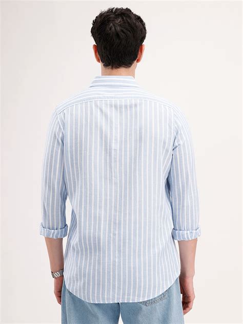 Classic Slim Fit Striped Shirt | Blue – Wrogn
