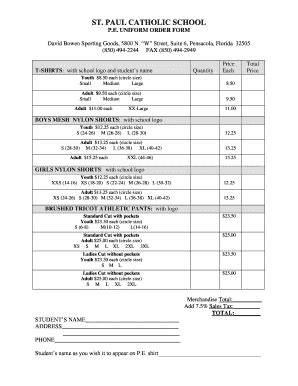 Uniform Order Form Template | pdfFiller