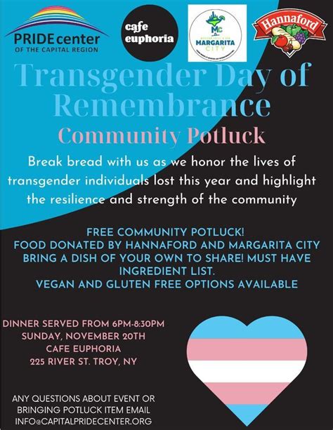 Transgender Day of Rememberance Community Potluck & Extended Hours ...