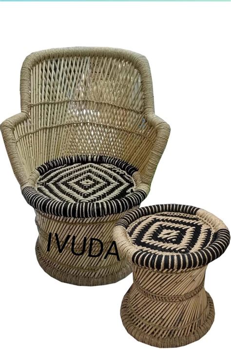 IVUDA ! Natural Bamboo Mudda Weaving Black Beige Chair Set ! Chair with ...
