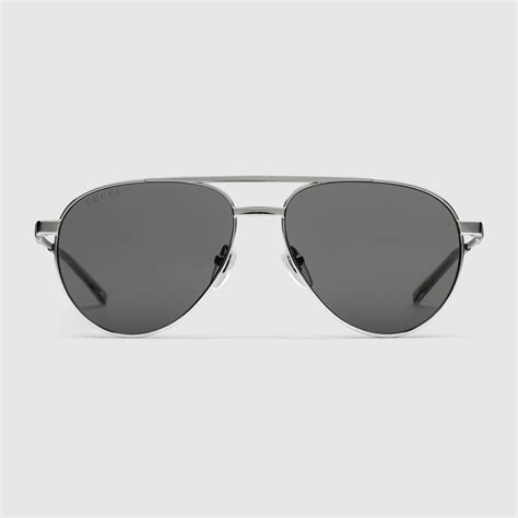 Aviator frame sunglasses in silver | GUCCI® US