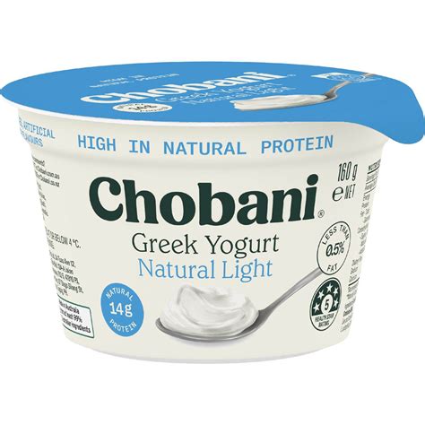 Chobani Greek Yogurt Natural Light 160g | Woolworths