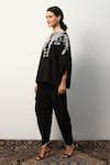 Buy Black Viscose Crepe Embroidery Placement Work Top With Dhoti Pant ...