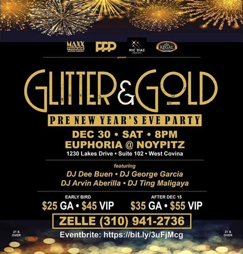 Glitter and Gold Pre-NYE Party, Euphoria at Noypitz West Covina ...
