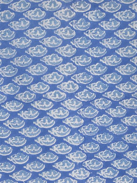 Blue Flower Motif Filled Pattern Cotton Cambric Rapid Sanganeri Fabric