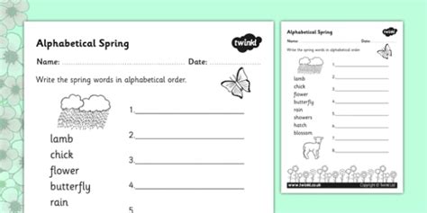 Image result for Spring Sortng Worksheet