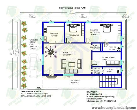 60x40 North Facing House Plans Design | Houseplans.world