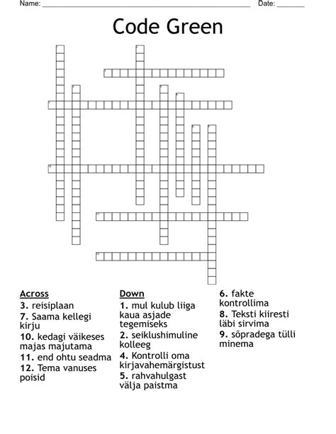 Image result for Green Cross Code Word Search