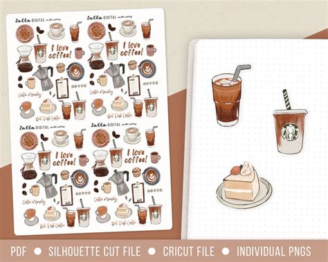 Coffee Stickers Printable Pdf Aesthetic Digital Stickers - Etsy India