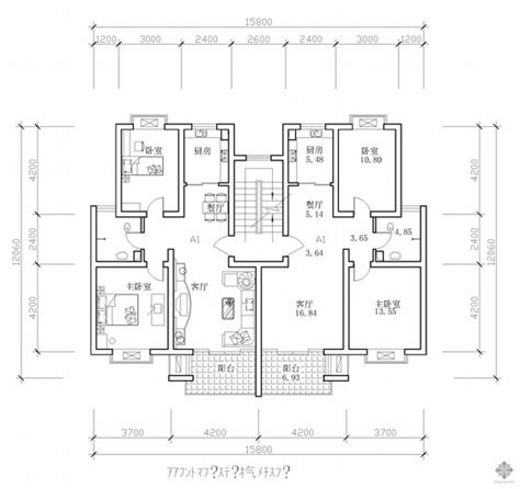 板式多层一梯两户户型图(90/90)-建筑户型图-筑龙建筑设计论坛