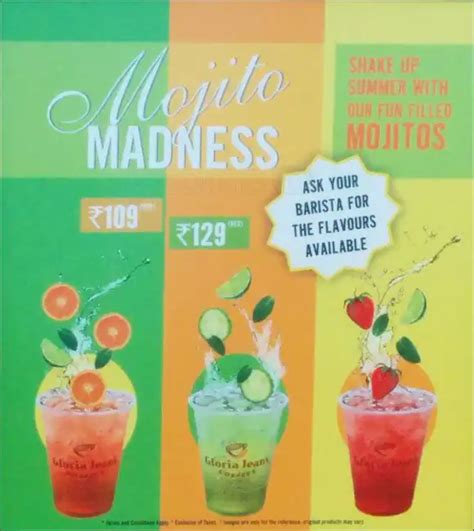 Menu at Gloria Jean's Coffees, New Delhi, Pacific Mall