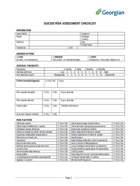 Comprehensive Suicide Risk Assessment Sample Template Doc Template ...