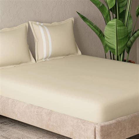Buy CANNON West Avenue Cotton 300TC Striped 3Pcs Queen Bedsheet Set ...