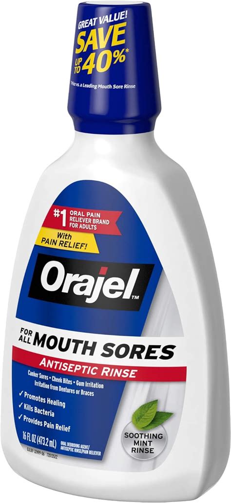 Orajel Antiseptic Mouth Sore Rinse, 16 Fluid Oz