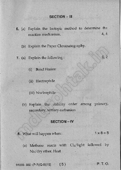 Organic Chemistry - December 2015 Question paper - B.Sc. (Hons ...