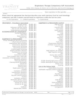 Fillable Online Respiratory Therapy Competency Self Assessment Fax ...