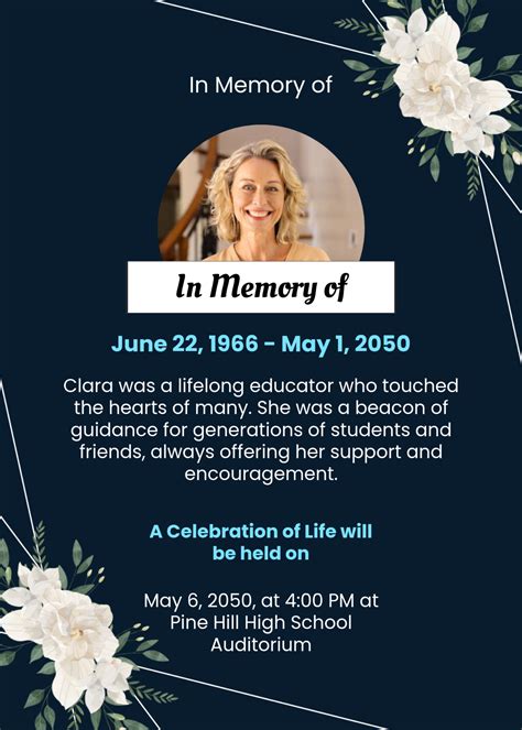 Free Obituary Notice Template to Edit Online