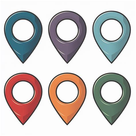 Six unique colorcoded location markers | Premium AI-generated vector
