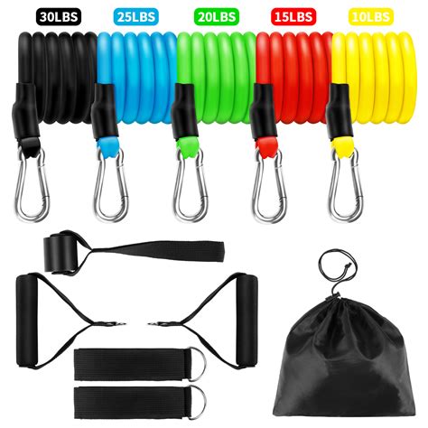 11PCS Resistance Loop Bands, Exercise Resistance Bands Set with 5 ...