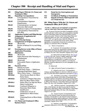 Fillable Online uspto MPEP - Chapter 0500 - Receipt and Handling of ...
