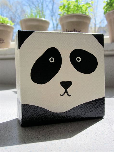 Original Adorable Panda Square Painting 4 x 4 by bylandandbysea | Kids ...
