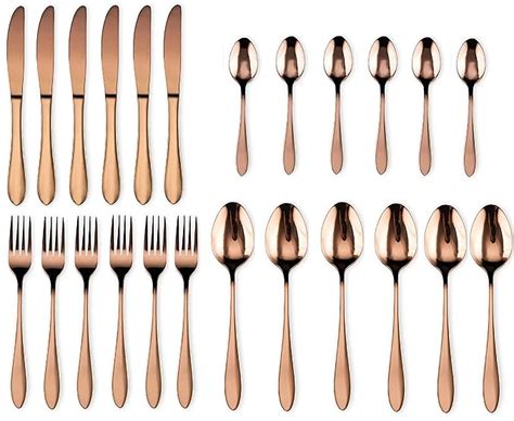 Star Work 24 Piece Cutlery Set | Gold Coated Stainless Steel Grade 304 ...