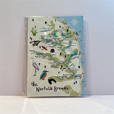 Norfolk Broads Illustrated Map Art Print – The Pied Wagtail