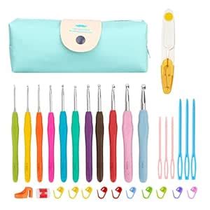 HASTHIP® 31Pcs Pack Crochet Hooks, Full Size Crochet Set Ergonomic Soft ...