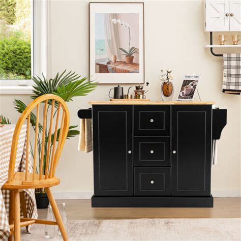 Buy Kitchen Island on Wheels Rolling Utility Cart Drawers Cabinets ...