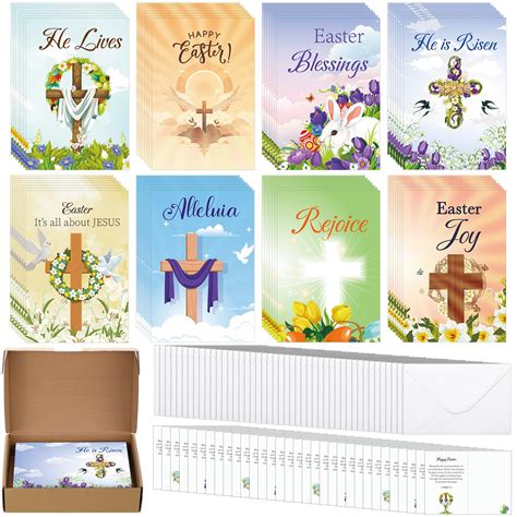 Amazon.com : Cholemy 80 Sets Religious Easter Cards Bulk with Envelopes ...
