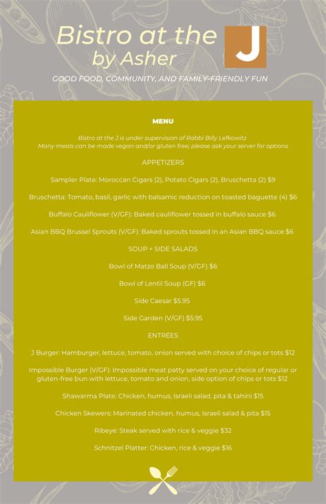 Bistro at the J by Asher: A Kosher dining experience at the JCC (MENU)