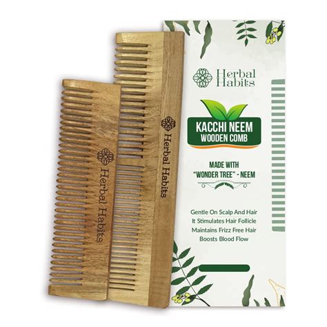 Buy Herbal Habits Kacchi Neem Comb Combo,(Dual Tooth + Pocket Comb ...