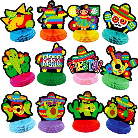 Amazon.com: 12Pcs Cinco De Mayo Decorations Fiesta Honeycomb, 8 ...